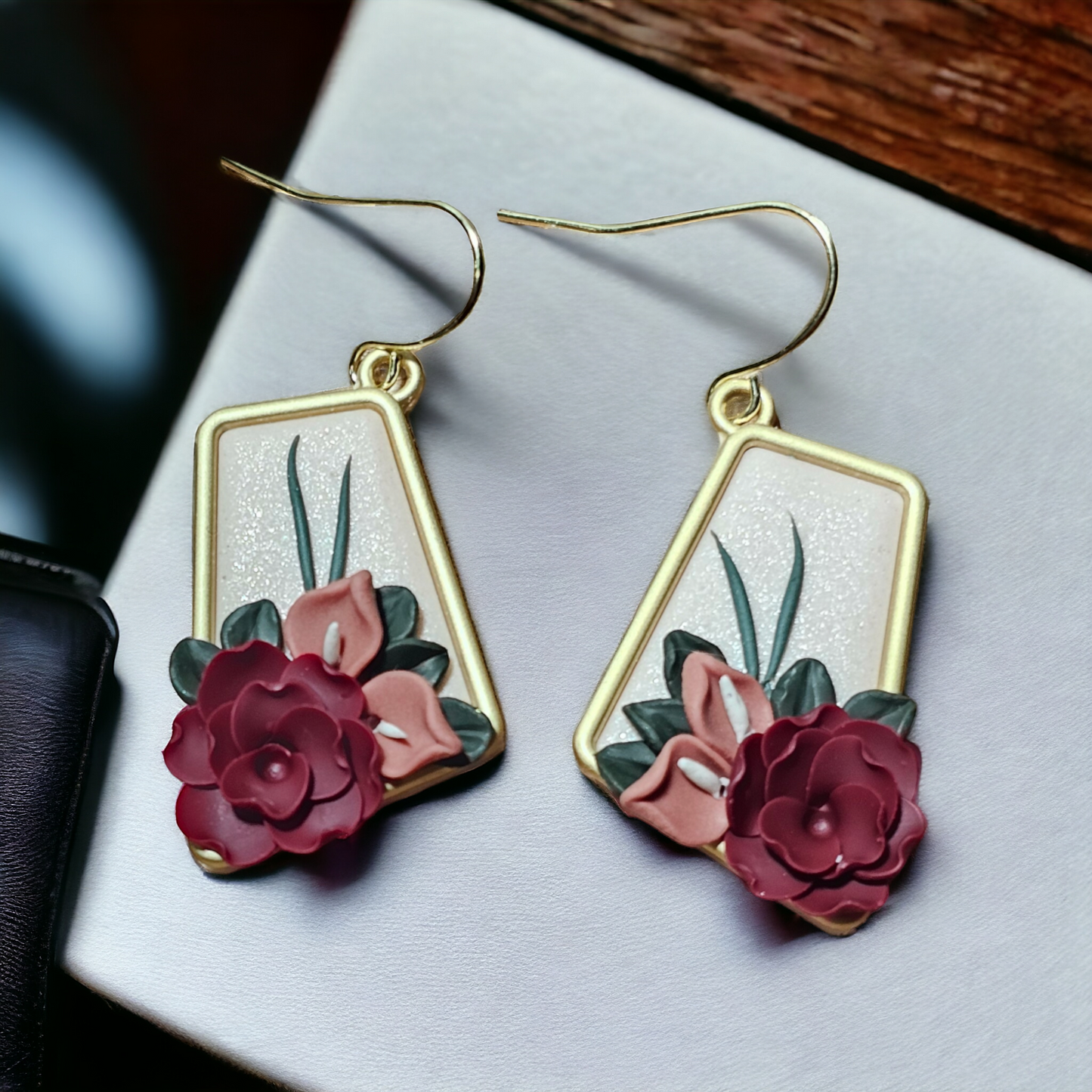 Small floral dangle earrings image 2