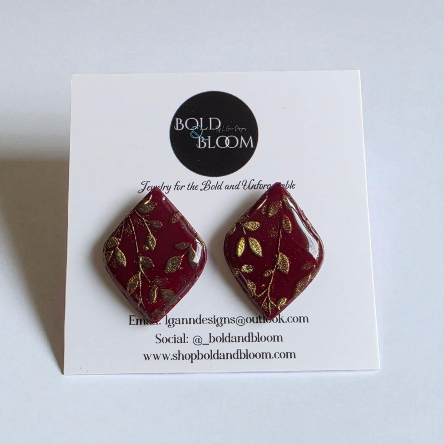 Leaf and vine stud earrings