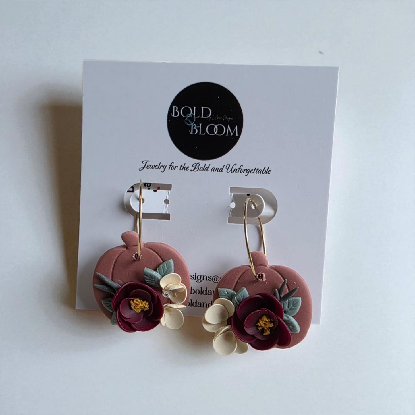 Autumn Bloom Pumpkin Earrings - Tan