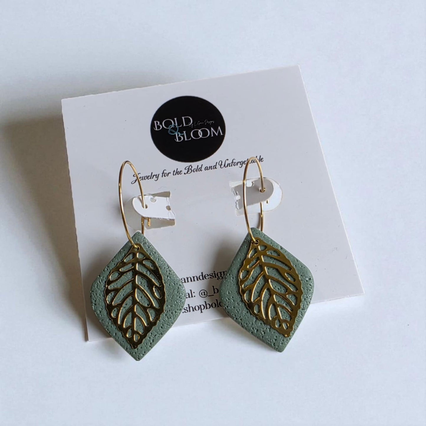 Leaf drop hoop earrings