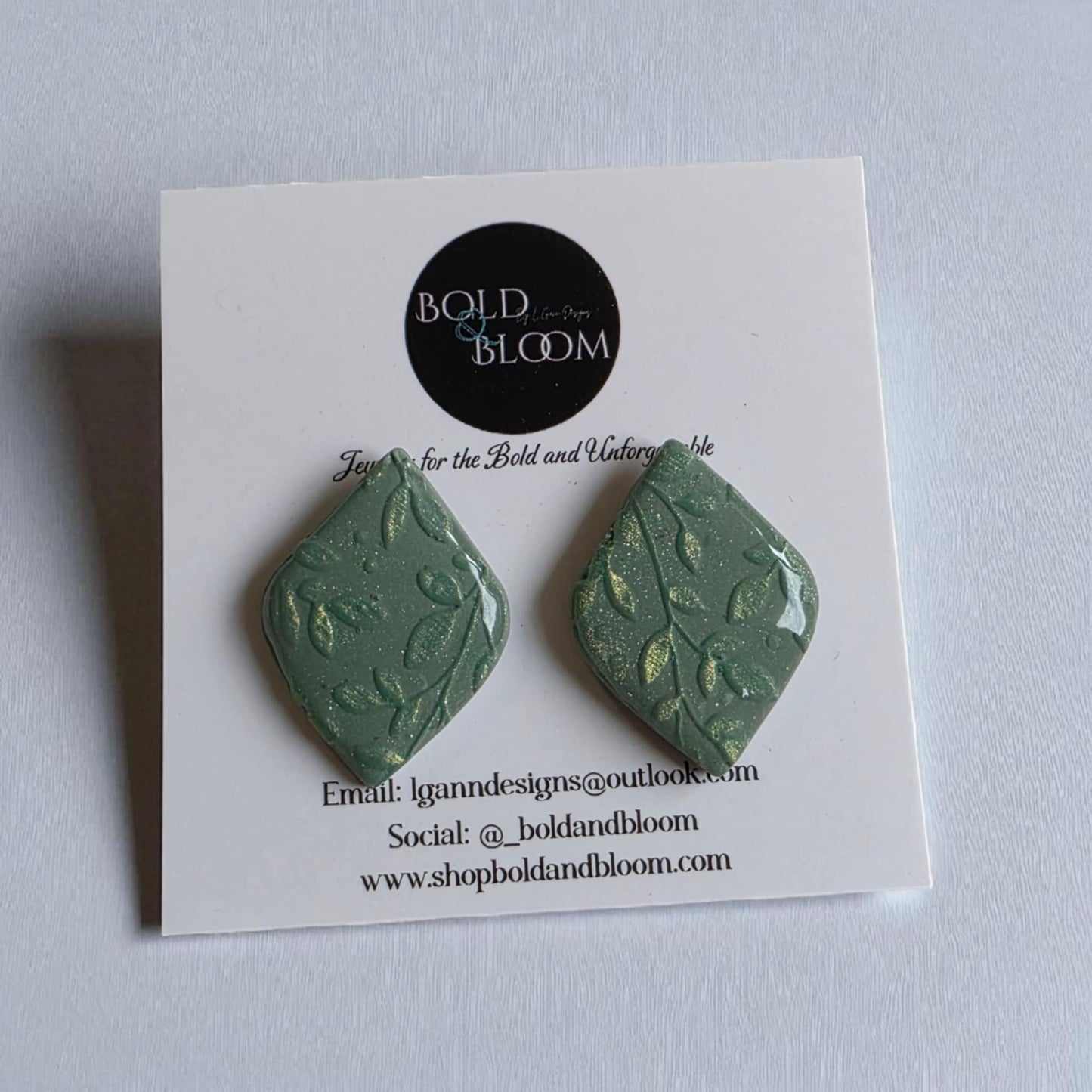 Leaf and vine stud earrings