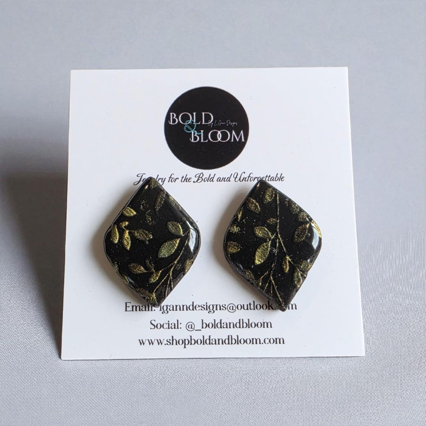 Leaf and vine stud earrings