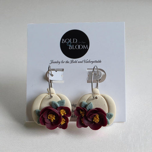 Autumn Bloom Pumpkin Earrings - Ivory