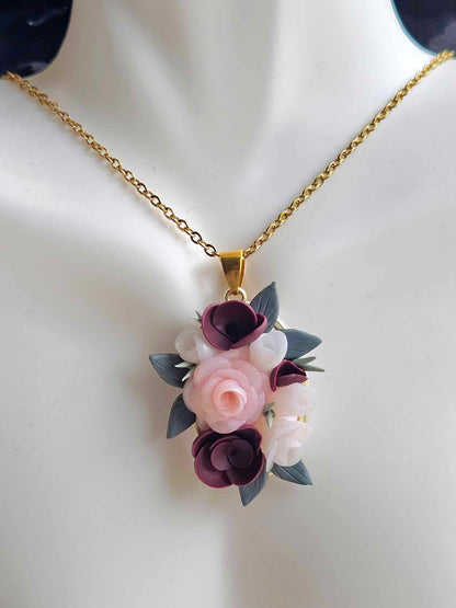 Floral Bouquet Pendant Necklace