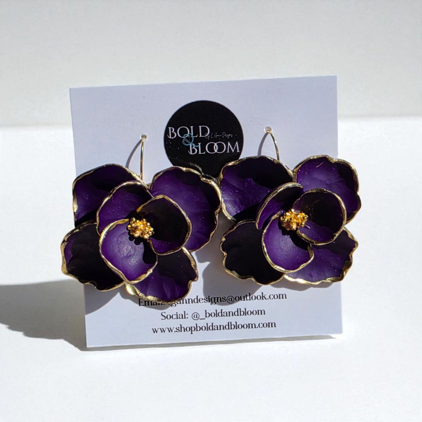Boldly Blooms Statement Earrings - Navy