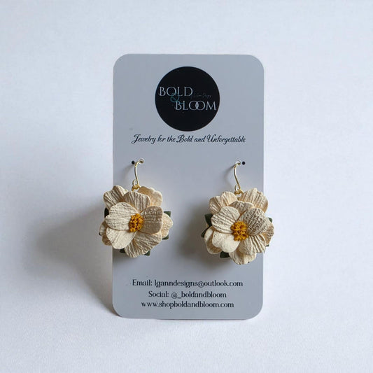 Ivory Cream Spring Floral Dangle