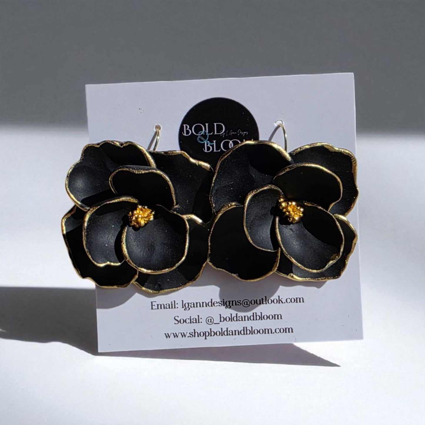 Boldly Blooms Statement Earrings - Navy