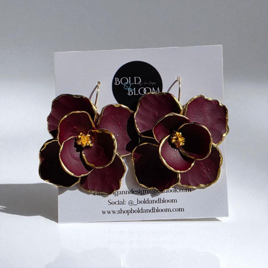Boldly Blooms Statement Earrings - Black