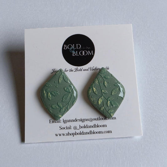 Leaf and vine stud earrings